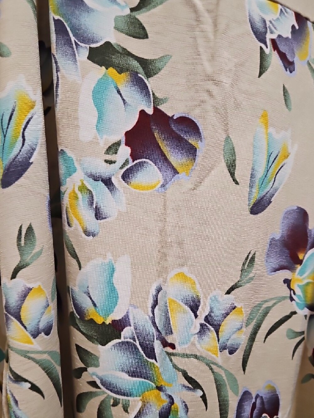 Sew In Love Cream Floral Off-Shoulder Blouse with Purple & Blue Flowers - Picture 8 of 10